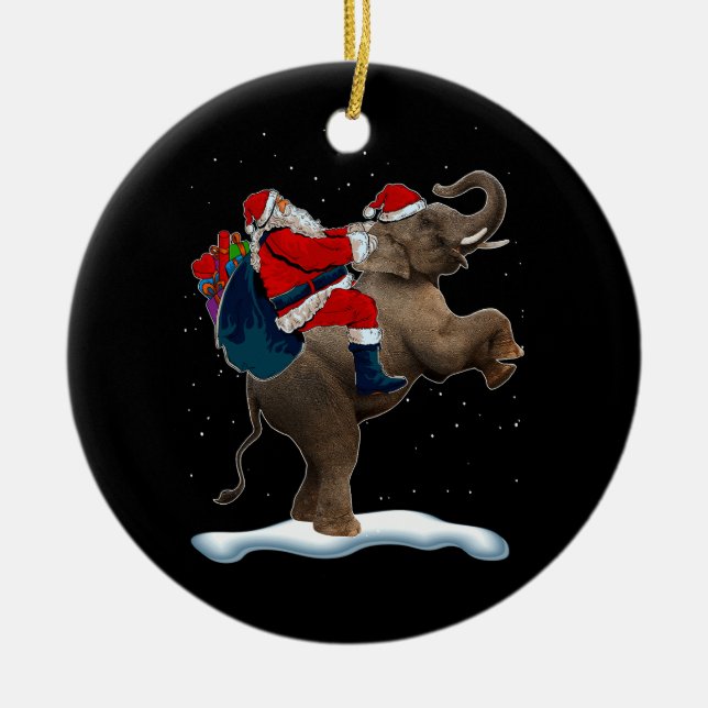 Elephant Julgran Light Hat Julafton Santa Ridin Julgransprydnad Keramik (Framsidan)