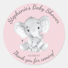 Elephant Jungle Animals Baby Shower Favor Sticker Runt Klistermärke