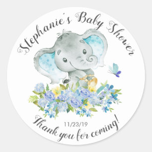 Elephant Jungle Animals Pojke Shower Favor Runt Klistermärke