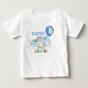 Elephant Jungle Blue Pojke Birthday T Shirt