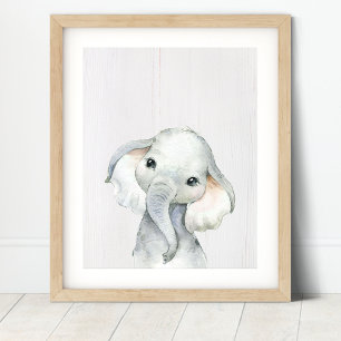 Elephant Jungle Safari Nursery Art Skriv ut Poster