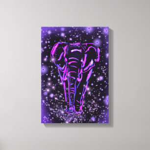 Elephant Kanvastryck Lila Rosa Starry Night