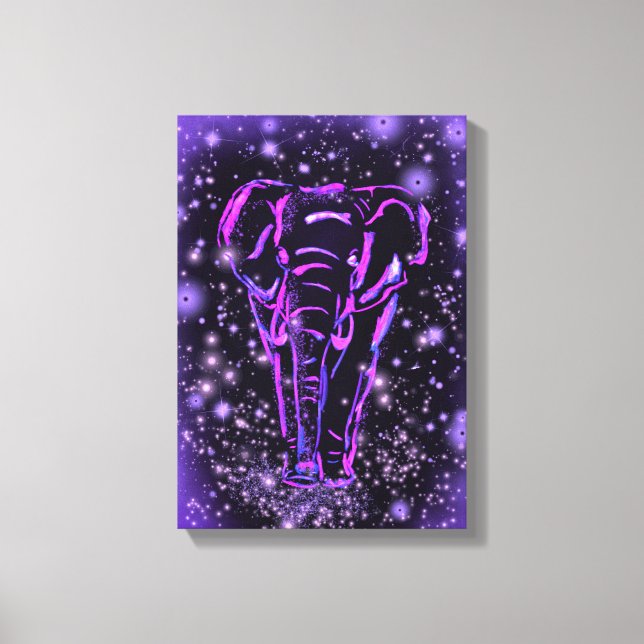 Elephant Kanvastryck Lila Rosa Starry Night (Framsida)