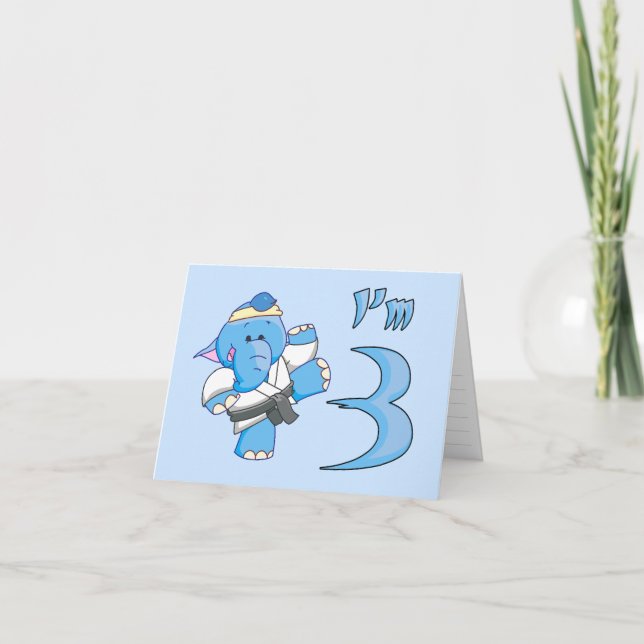 Elephant Karate 3:e födelsedag Inbjudan till fylln (Framsida)