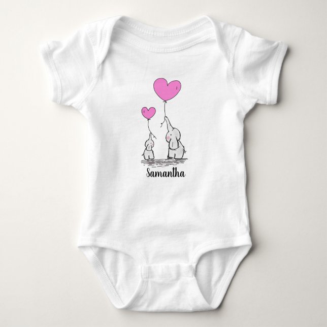 Elephant Kärlek Design Baby Shirt Bodydräkt T (Framsida)