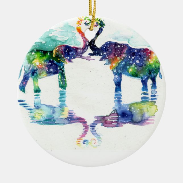 Elephant kärlek julgransprydnad keramik (Framsidan)