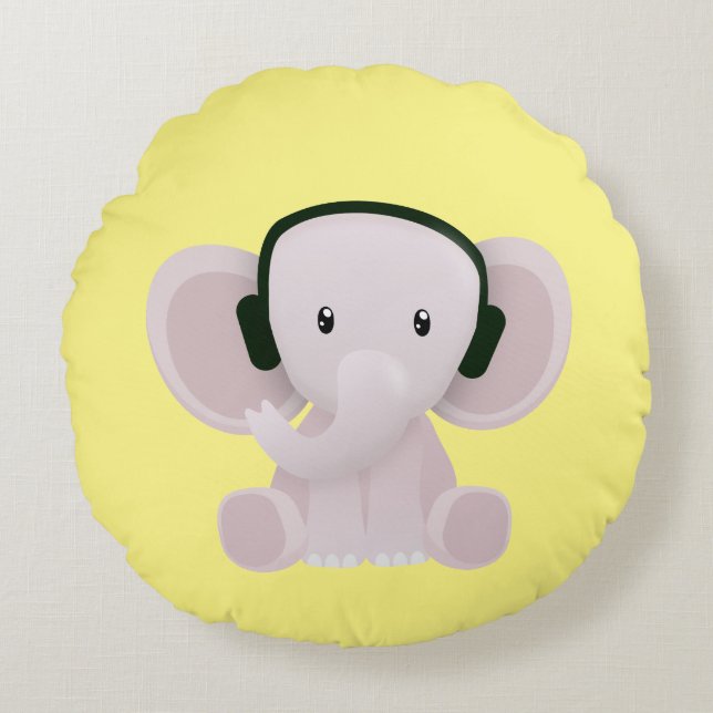Elephant kärlek musik rund kudde (Framsidan)