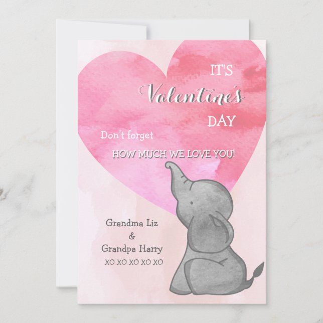 Elephant Kärlek Valentine Day Card Julkort (Framsida)