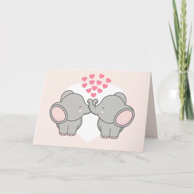 Elephant Kärlek Valentines day Helgkort (Framsida)