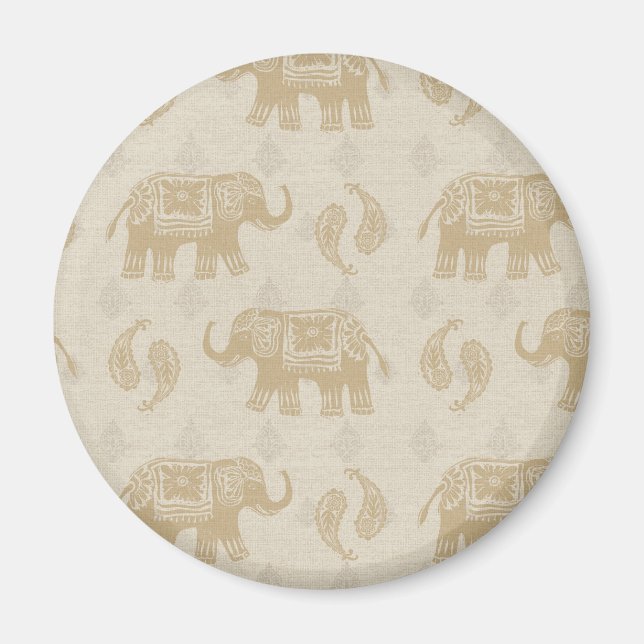 Elephant Khaki Caravan Mönster Magnet (Framsidan)