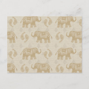 Elephant Khaki Caravan Mönster Vykort