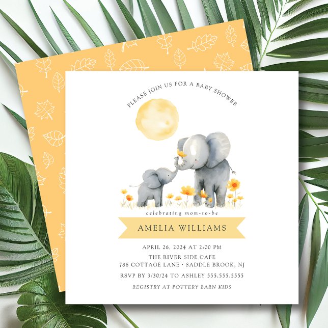 Elephant Kisses Baby Shower-inbjudan Inbjudningar (Skapare uppladdad)
