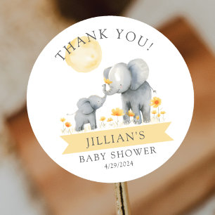 Elephant Kisses Baby Shower Tack Runt Klistermärke
