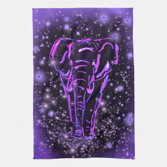 Elephant Kitchen Towel Lila Rosa Starry Night Kökshandduk (Vertikal)