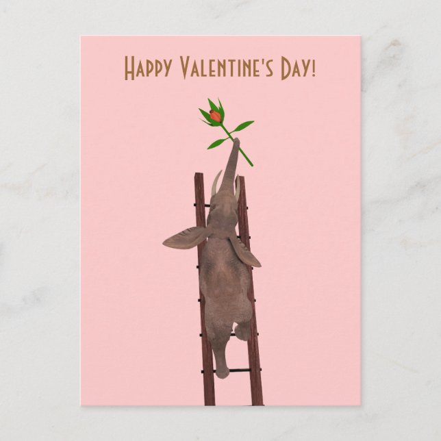 Elephant klättrar på en stege helg vykort (Framsida)