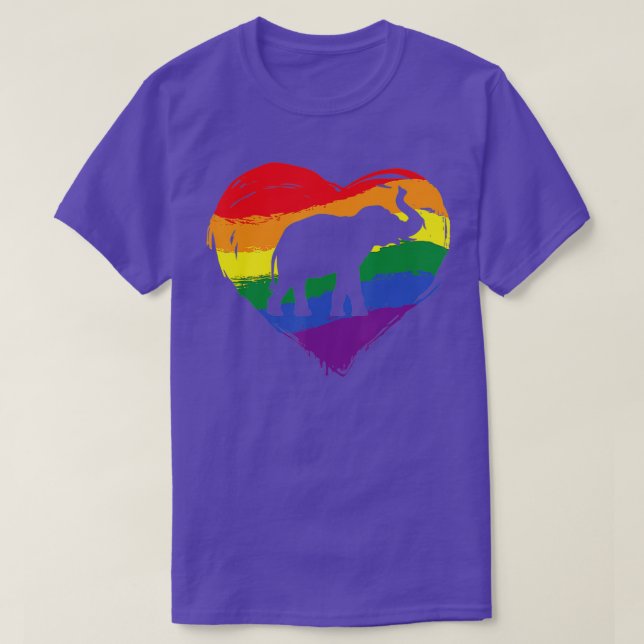 Elephant LGBTQ Gay pride Rainbow Heart Pride Flagg T Shirt (Design framsida)