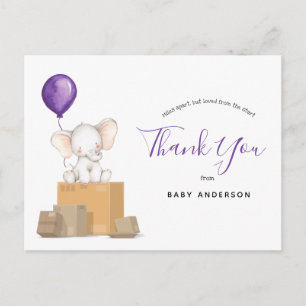 Elephant Lila Baby Shower by Mail Tack Vykort