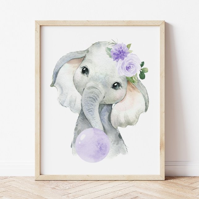 Elephant, Lila Bubble Gum, Gender Neutral Fototryck (Skapare uppladdad)