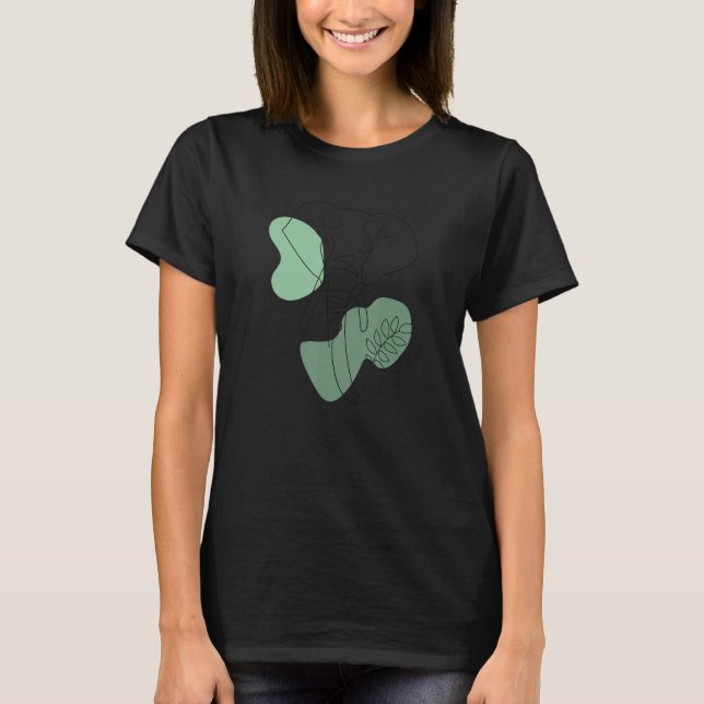 Elephant Line Animals Abstract Art T Shirt (Framsida)