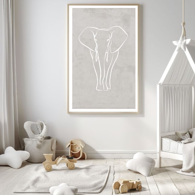 Elephant Line Art Poster | Minimalistisk Safari Wa (Skapare uppladdad)