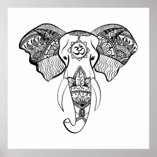 Elephant Line teckning Poster