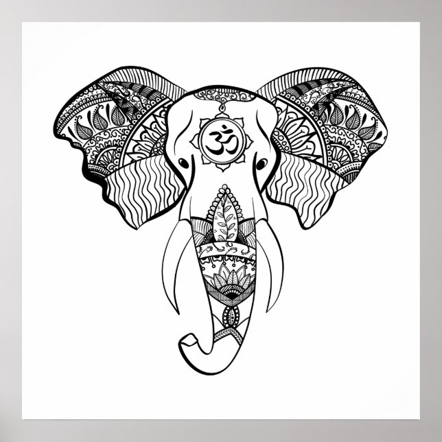 Elephant Line teckning Poster (Framsidan)