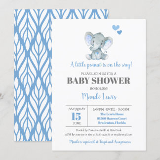 Elephant Little Peanut Boy Shower Inbjudningar
