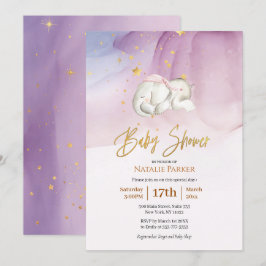 Elephant Little Star Watercolor Baby Shower Inbjudningar