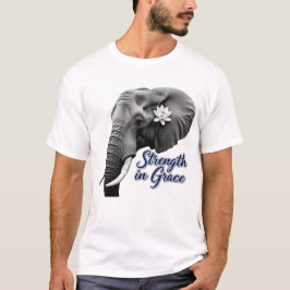 Elephant Lotus Strength in Grace Art Print T Shirt