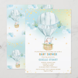 Elephant Luftballong Baby Shower Boy Stollig Inbjudningar