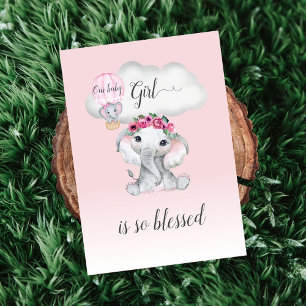 Elephant Luftballong Baby Shower Tack Kort
