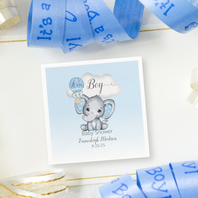 Elephant Luftballong Blue Baby Shower for Boys Pappersservett (Skapare uppladdad)