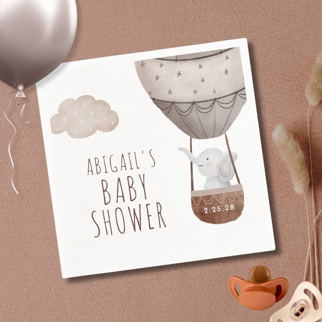 Elephant Luftballong Boho Baby Shower Pappersservett (Skapare uppladdad)