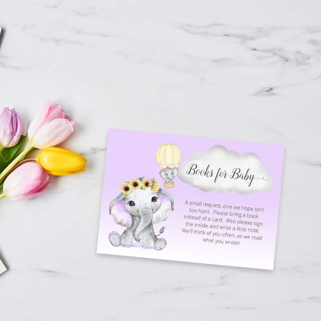 Elephant Luftballong Bokar för Baby Lila Tilläggskort (Skapare uppladdad)