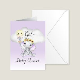 Elephant Luftballong Girl Baby Shower | LILA Inbjudan