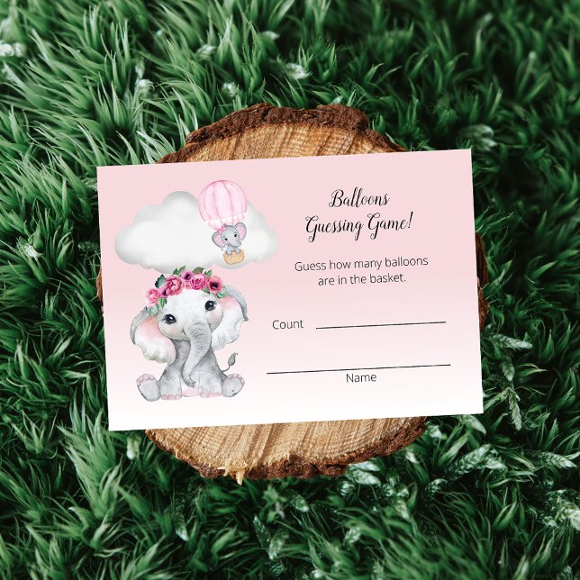 Elephant Luftballong Guessing Count Baby Tilläggskort (Skapare uppladdad)