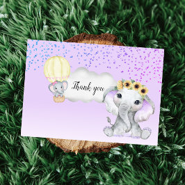 Elephant Luftballong Lila Baby Shower Tack Kort