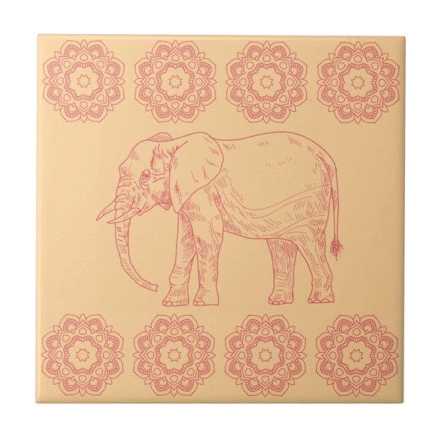 Elephant madala teracotta tones kakelplatta (Framsidan)