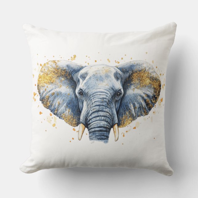 🐘 Éléphant Majestueux avec Paillettes Dorées ✨ Kudde (Framsida)
