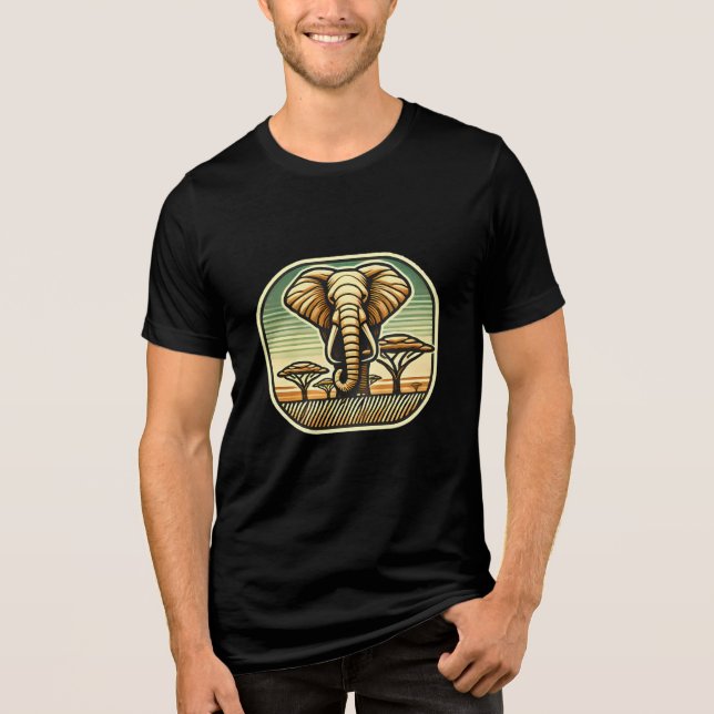Elephant Majesty: African Savanna Art T-Shirt (Framsida)
