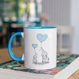 Elephant Mamma & Baby blue Mors dag Baby Shower Mugg