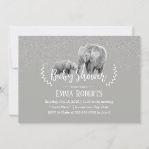 Elephant Mamma & Baby Elegant Safari Baby Shower Inbjudningar