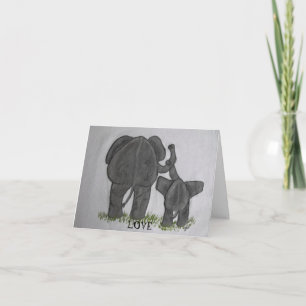 Elephant Mamma & Baby-Truest Kärlek Kort