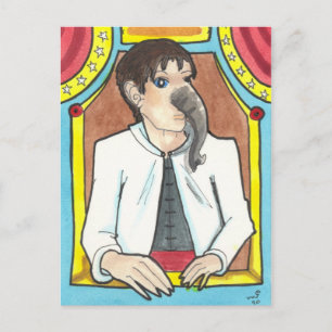 Elephant Man Circus Side Show Freak art vycard Vykort