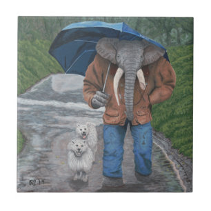 Elephant man Walking Hundar Fantasy Art Ceramic Ti Kakelplatta