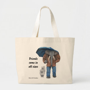 Elephant Man Walking Hundar Fantasy Art Tote Bag Jumbo Tygkasse
