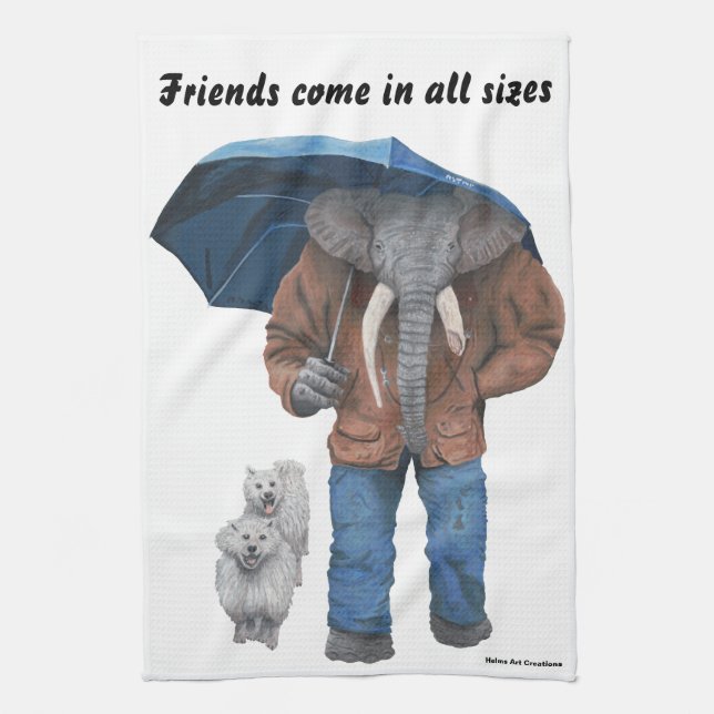 Elephant Man Walking Hundar Fantasy Kitchen Towel Kökshandduk (Vertikal)