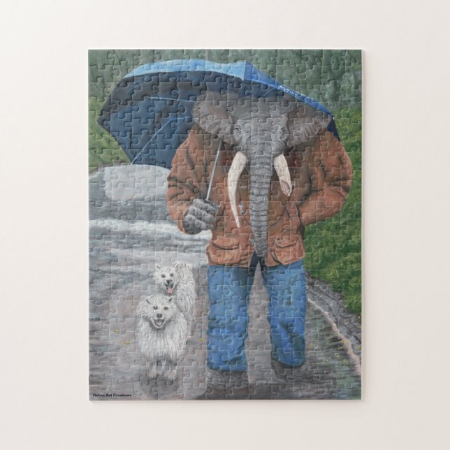 Elephant Man Walking Hundar Fantasy Medium Puzzle Pussel (Vertikal)