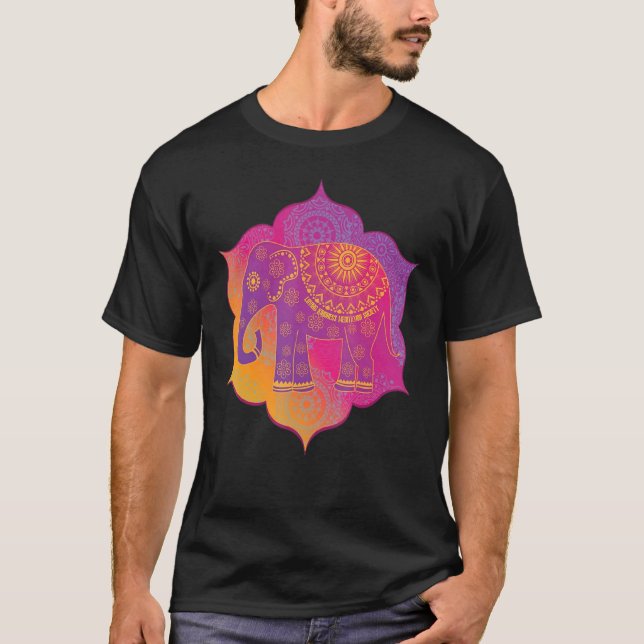 Elephant Mandala Mindfulness Loving Kindness Medit T Shirt (Framsida)
