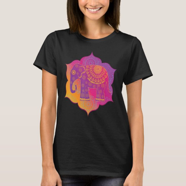Elephant Mandala Mindfulness Loving Kindness Medit T Shirt (Framsida)